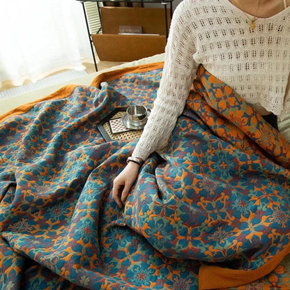 BowLift | Orange & Blue Pattern Six-Layer Cotton Quilt - TerraLoom