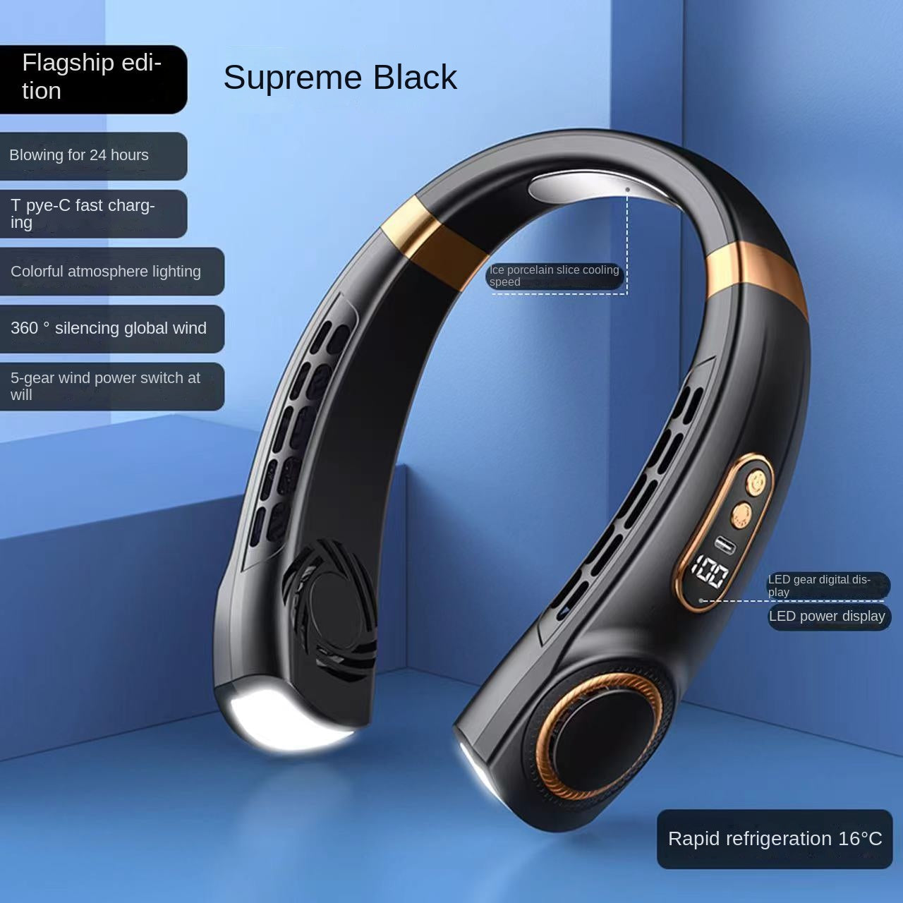 Brehn | Digital display portable neck fan