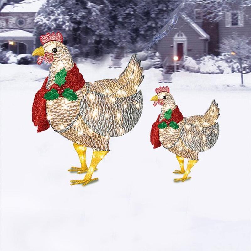 Skanto | Light-Up Chicken with Scarf Christmas Decoration