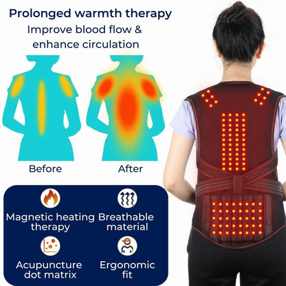 BowLift | Self-Heating Back Support Brace | Adjustable Heated Posture Corrector for Back Pain Relief & Improved Posture