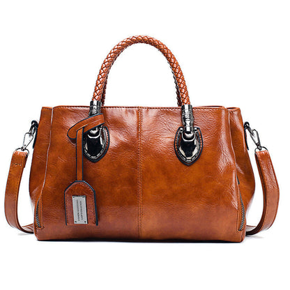 New handbags made of Boston oil wax leather, large soft leather tote bag