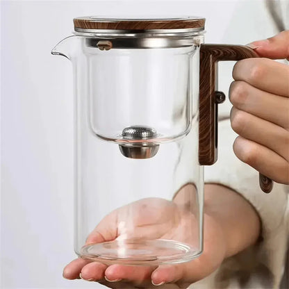 Skanto | Elegant Glass Teapot with Wooden Handle – Transparent Teapot for Tea Enjoyment