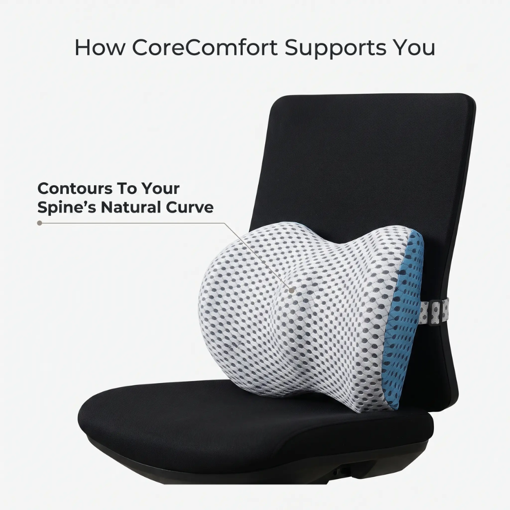 BowLift | Lumbar Support Pillow CoreComfort – Orthopedic Memory Foam Back Cushion for Healthy Posture