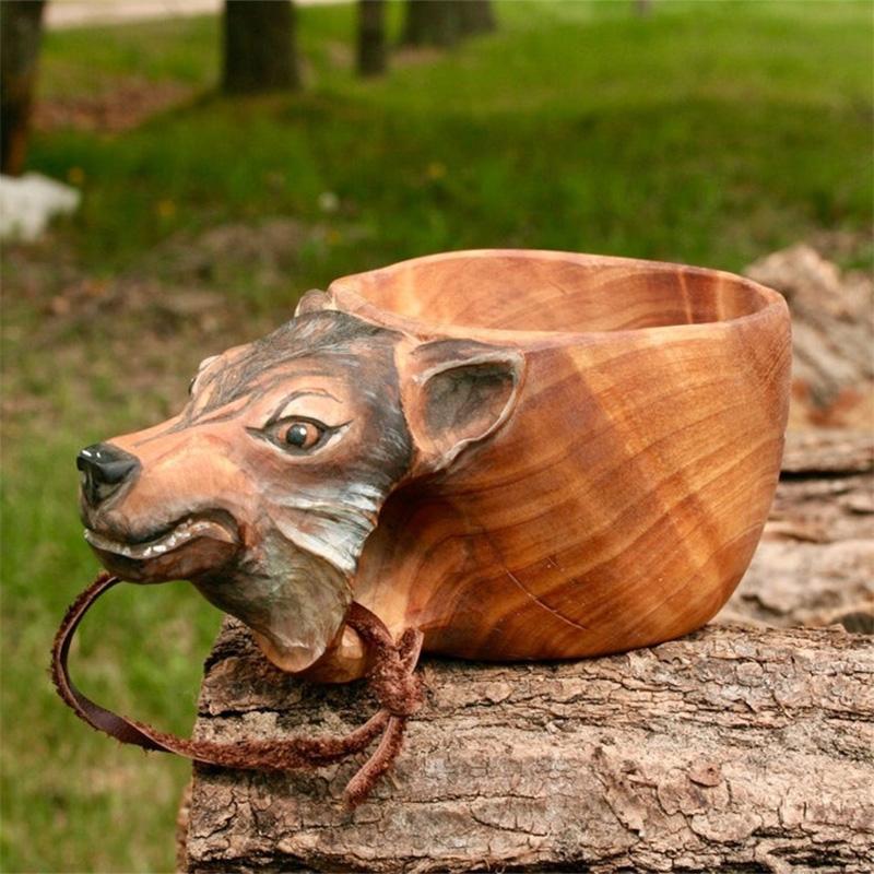 Skanto | Hand-Carved Wooden Head Mug