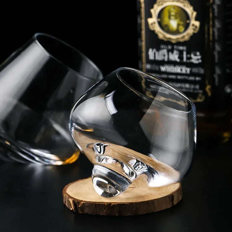 Belly Whiskey and Beer Glass - Rotating Tumbler for Cocktails, Wine and other Drinks Bowlift