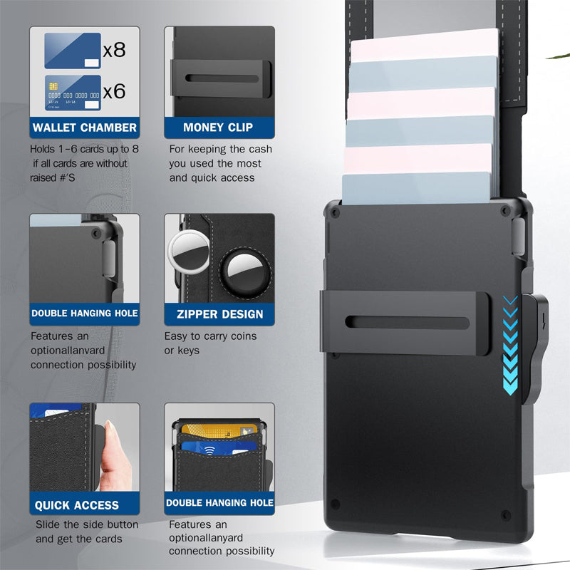 BowLift | Men's Business Style PU Leather Card Slots for AirTag