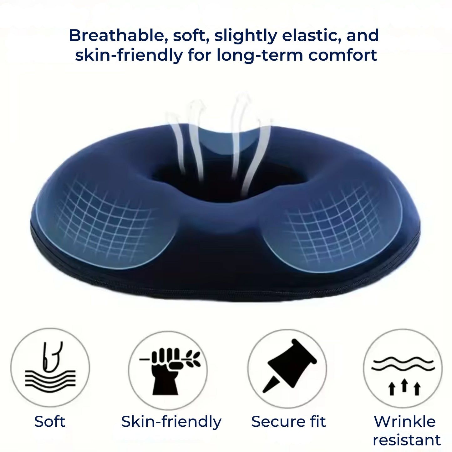 SitRelief Donut Seat Cushion – Tailbone & Hemorrhoid Relief – Memory Foam – Washable Cover – Office, Travel, Postpartum Use Skanto