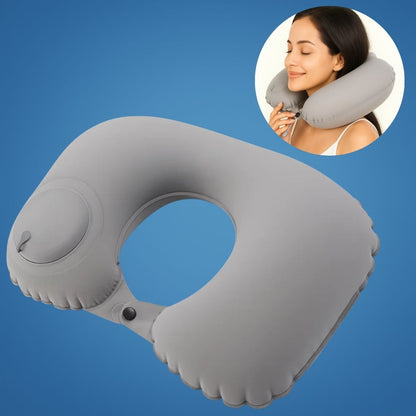 TravelThrive | Inflatable Travel Neck Pillow – Adjustable Firmness – Soft Velvet Cover – Neck Pain Relief – Compact for All Journeys Bowlift