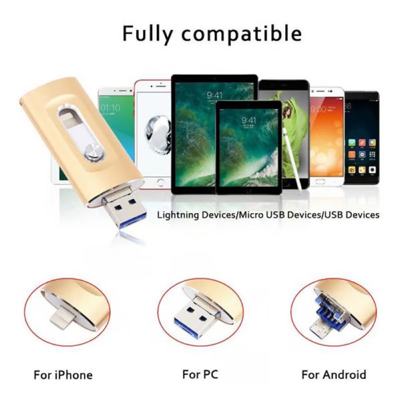 3-in-1 USB stick with large storage capacity for mobile phone and computer