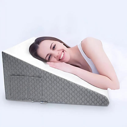 OrthoComfort | Triangle Wedge Pillow – Memory Foam – Extra Support for Heartburn – Sleep Apnea – Back Pain – Post-Surgery Recovery Bowlift