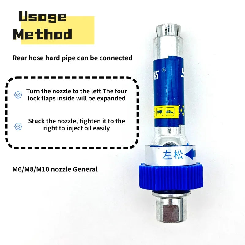 High-Pressure Grease Coupler - Heavy-Duty Fittings Adapter for Grease Guns, Fast Lock and Release Nozzles (Universal Fit) Bowlift