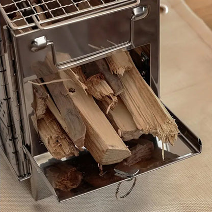 Skanto | Outdoor Folding Wood Stove Mini Stainless Steel Grill Camping Picnic