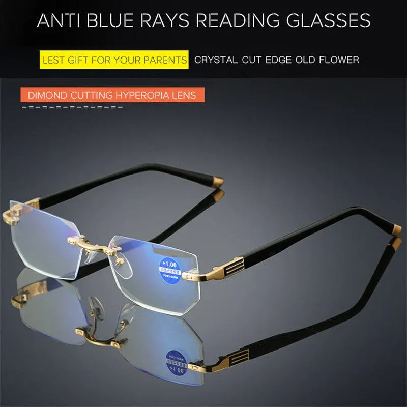 Progressive reading glasses with high hardness and anti-blue light filter for distance and near vision