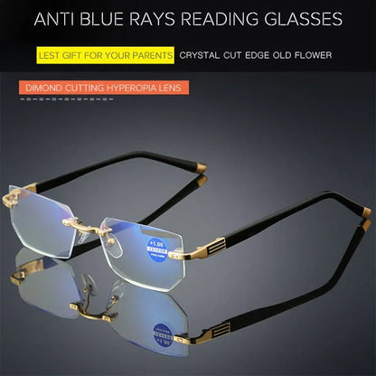 Progressive reading glasses with high hardness and anti-blue light filter for distance and near vision