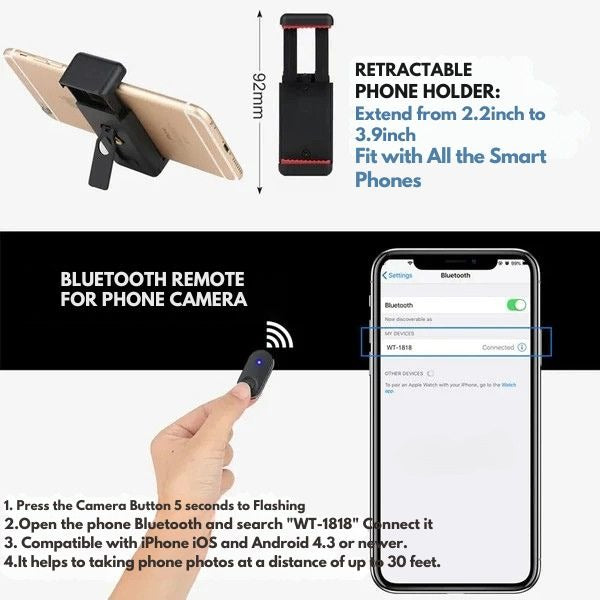Kalsten | Extendable Phone Tripod with Bluetooth Remote - Versatile Selfie Stick & Stand