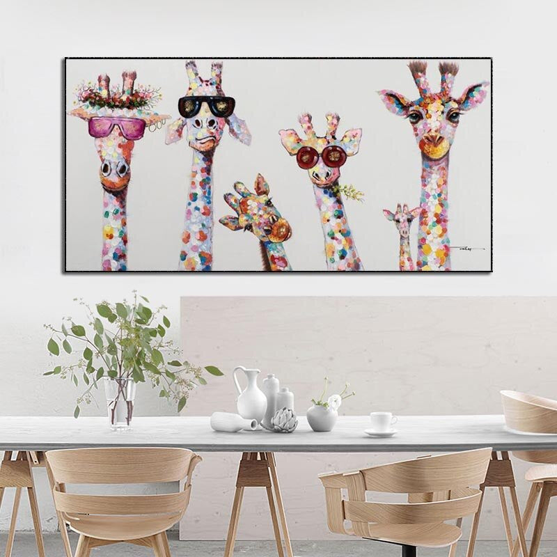 Cartoon Giraffe - Canvas Wall Art Painting | Skanto