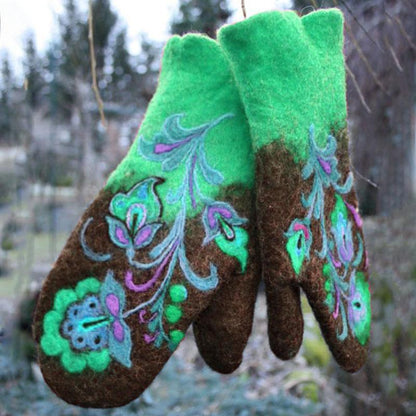 Skanto | Christmas Flower Embroidered Mittens