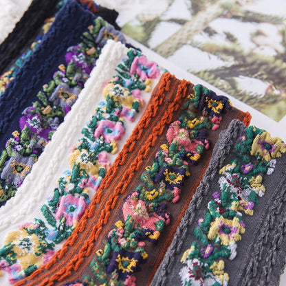 BowLift | Vintage socks with floral embroidery (5 pairs)