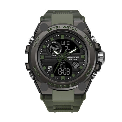 Sporty men's wristwatch with dual display mode, multifunctional, waterproof and luminous