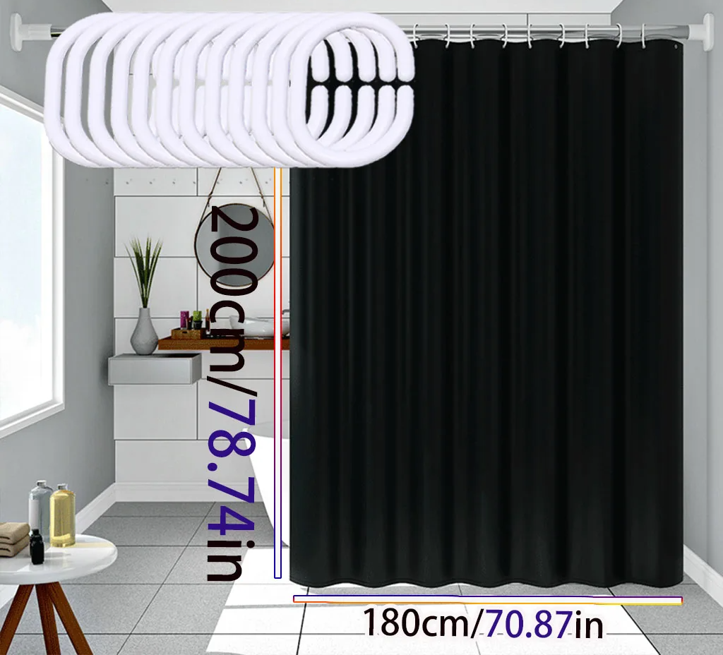 AquaShield Black Shower Curtain – Waterproof, stylish and and environmentally friendly – Pure black design Karnz