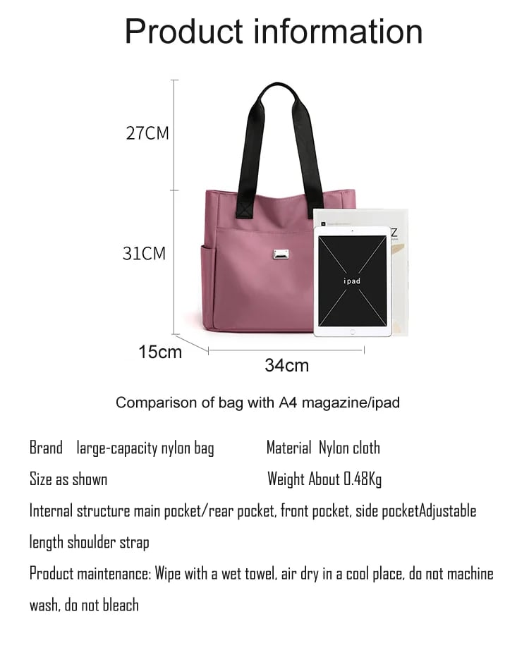 BowLift | Large Capacity Water Repellent Multi Pocket Nylon Shoulder Bag