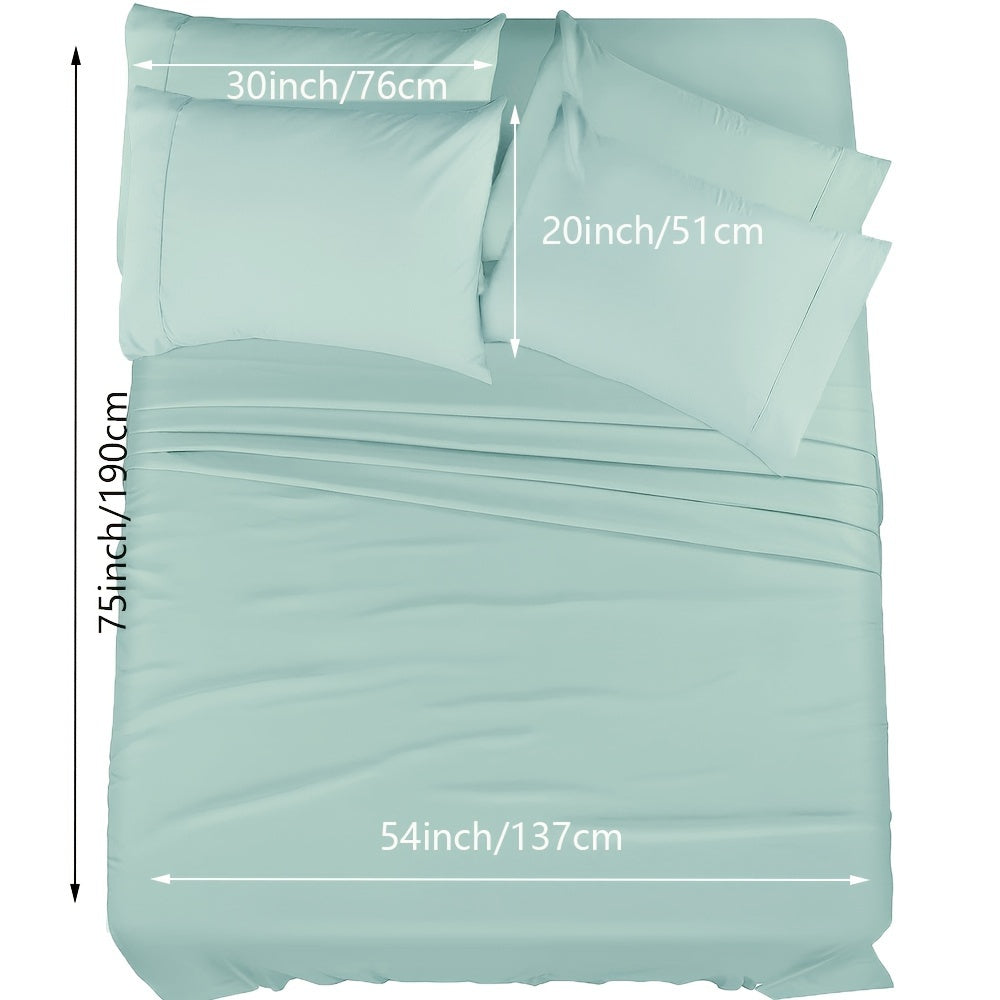 Skanto | 4/6 Pc Luxury Plush Fitted Sheet Set – Soft, Breathable, Color & Fade Resistant Bedding – Deep Pocket Flat Sheet, Fitted Sheet & 2/4 Pillowcases for Bedroom & Hotel Use