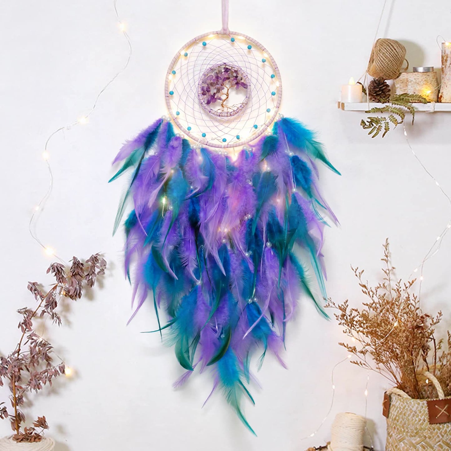 BowLift | Crystal Tree of Life Feather Glow Dreamcatcher