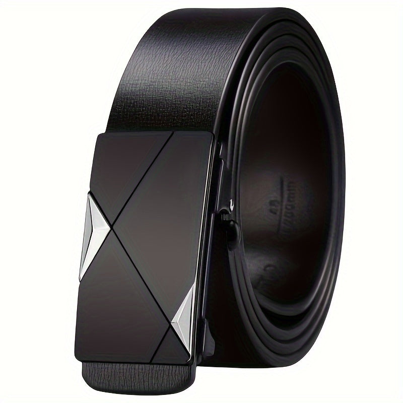 Skanto | Men's Genuine Leather Belt with Automatic Buckle – Classic Adjustable Cowhide Belt