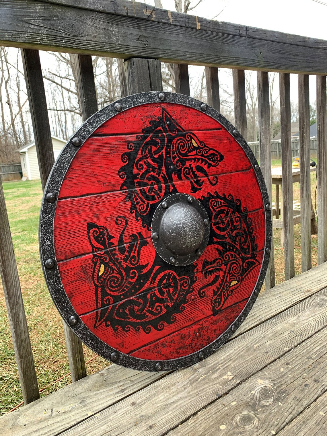 Skanto | Eivor Valhalla Raven Battle Damaged Viking Wood Shield 30CM