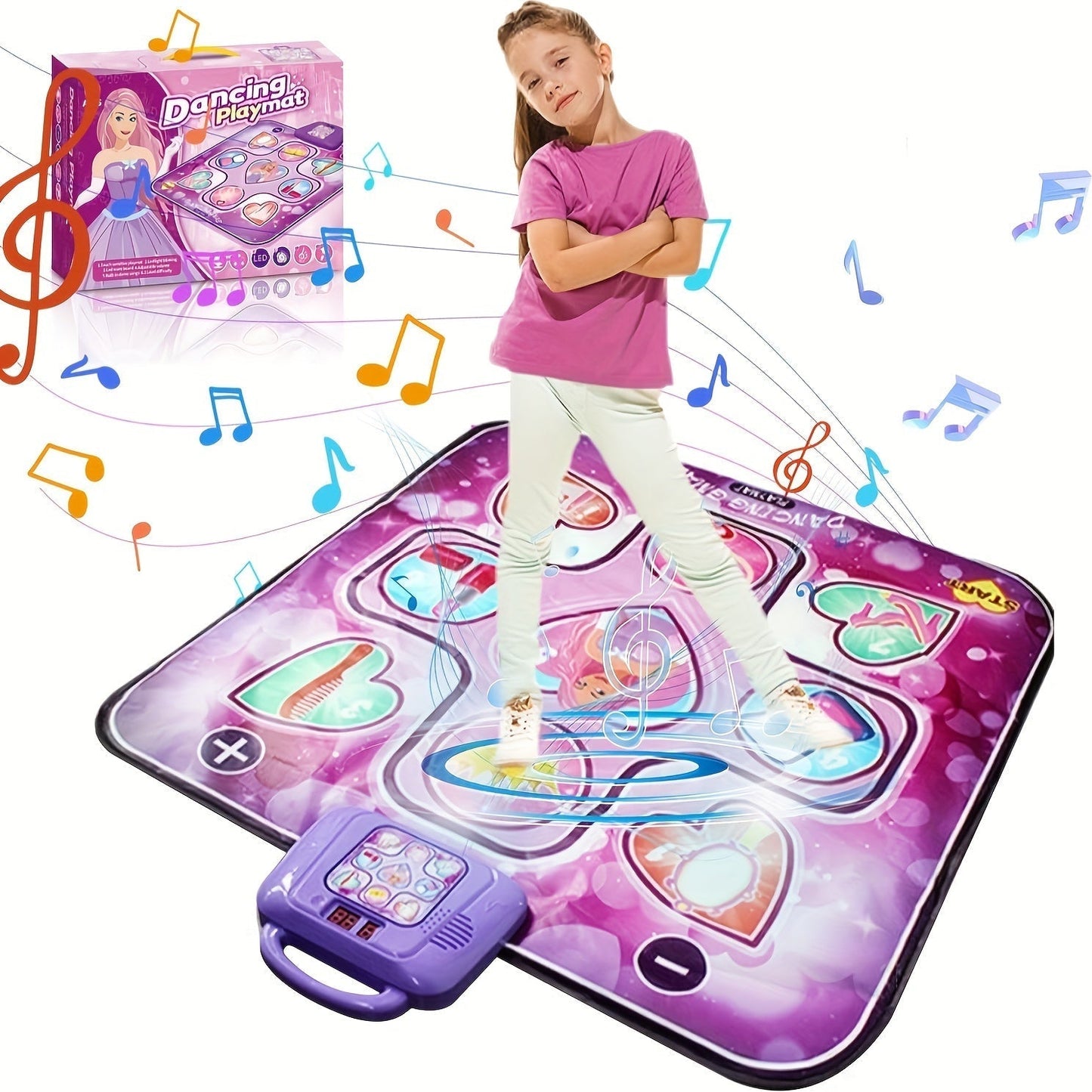 Skanto | Pink Dance Mat for Kids with Scoring and Rhythmic Games – No TV Needed – DanceFun Mat