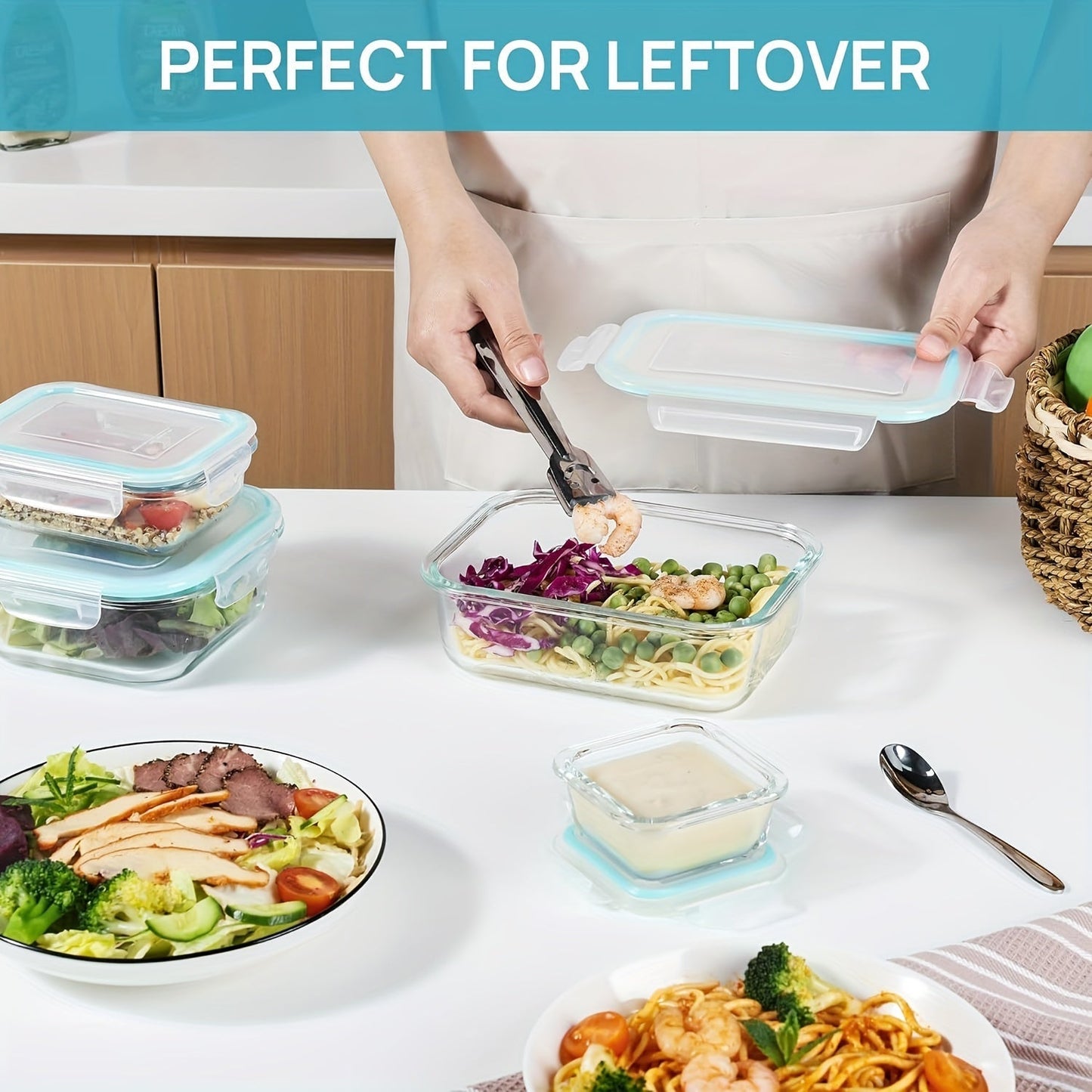Skanto | 8-Pack Glass Food Storage Containers – Airtight Meal Prep Bento Boxes with Leakproof Locking Lids, Microwave, Oven, Freezer & Dishwasher Safe, BPA-Free