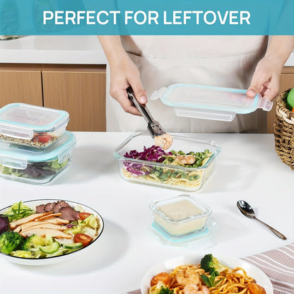 Skanto | 8-Pack Glass Food Storage Containers – Airtight Meal Prep Bento Boxes with Leakproof Locking Lids, Microwave, Oven, Freezer & Dishwasher Safe, BPA-Free