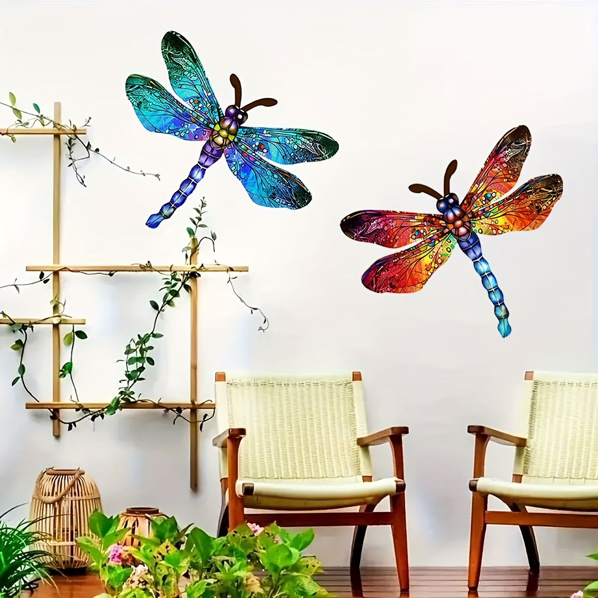 Skanto | 1/2 Pcs Lively Dragonfly Wall Art Made of Metal – Artistic Outdoor Decoration for Gardens, Homes, and Events – Durable, Versatile, and Eye-Catching – A Perfect Gift Idea for Any Occasion