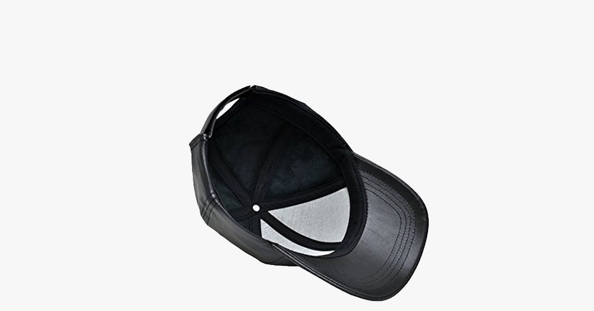 Black Leather adjustable baseball cap | Karnz