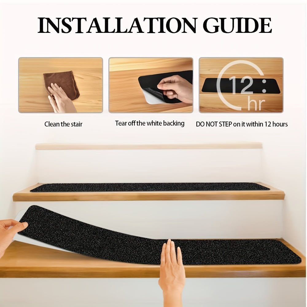 Skanto | Non-Slip Stair Treads 10-Pack – 6"x24", 80-Grit, Weather-Resistant
