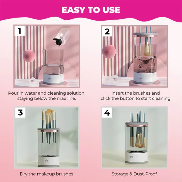 BowLift | Makeup Brush Cleaner Machine | BrushPure Automatic Cleaning & Drying | Compact 16×9cm