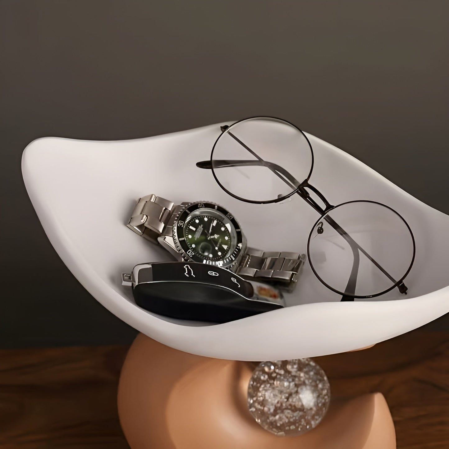 Organizer tray made of resin – Modern wave design | Stylish storage for keys, glasses & jewelry | Bowlift