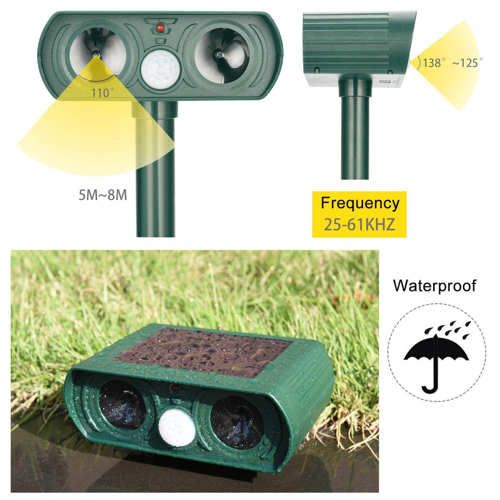 Solar Power Ultrasonic Animal Pest Repeller Infrared Sensor Waterproof Animal Deterrent Bowlift