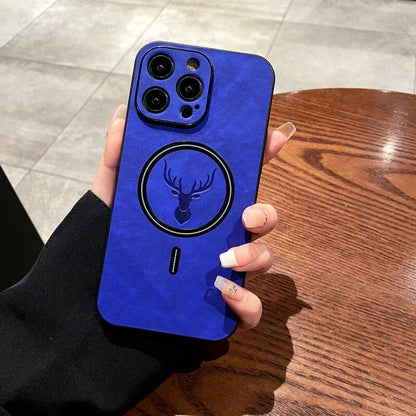 Skanto | Luxury Deer Leather Apple iPhone Case | Magnetic Phone Case, Wireless Case, MagSafe, Wireless Charging, Protective Case, Cover for iPhone 15, 14, 13 Pro Max Plus