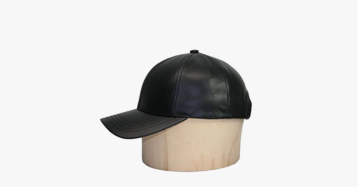 Black leather adjustable baseball cap | Skanto