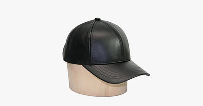 Black leather adjustable baseball cap | Skanto