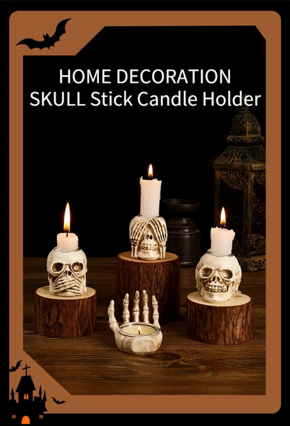 Frendorf | Skull Glow Skullight 3pc Halloween Skull Candlestick Set