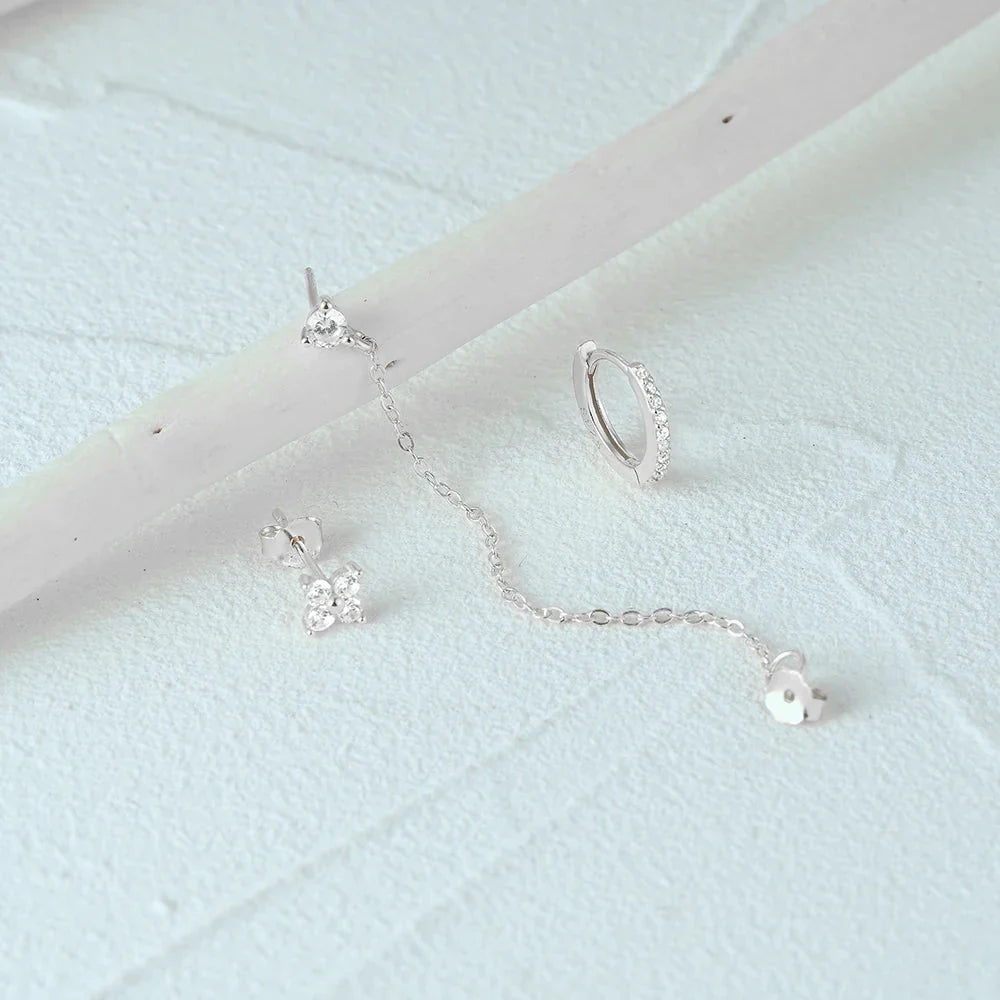 BowLift | 3pc Dainty Floral Tassel Chain Earrings Set