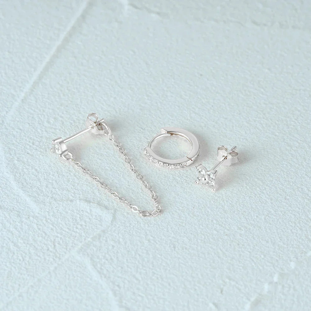 BowLift | 3pc Dainty Floral Tassel Chain Earrings Set