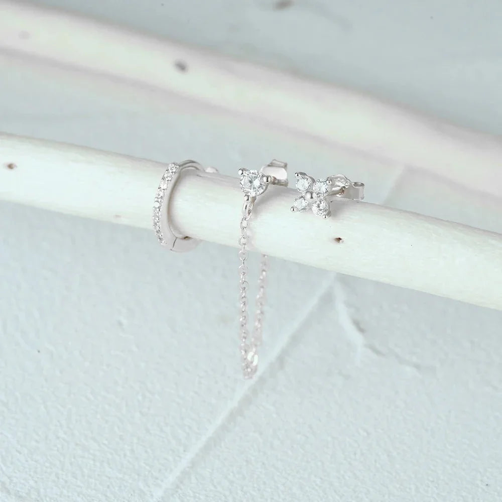 BowLift | 3pc Dainty Floral Tassel Chain Earrings Set