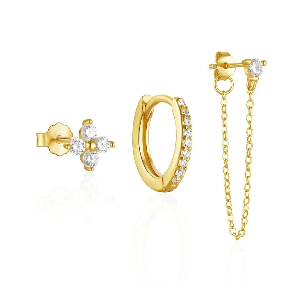 BowLift | 3pc Dainty Floral Tassel Chain Earrings Set