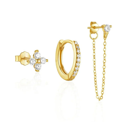 BowLift | 3pc Dainty Floral Tassel Chain Earrings Set