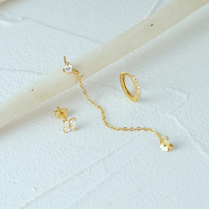 BowLift | 3pc Dainty Floral Tassel Chain Earrings Set