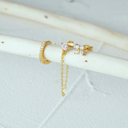BowLift | 3pc Dainty Floral Tassel Chain Earrings Set