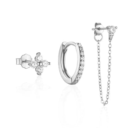 BowLift | 3pc Dainty Floral Tassel Chain Earrings Set